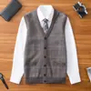 Chaleco Grueso de Punto con Cuello en V para Hombre, Nuevo Estilo Otoño/Invierno, Cárdigan Suéter Cálido Casual a la Moda para Personas de Mediana Edad y Mayores