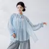 Traje de Práctica de Danza Artístico Dulce Estilo Chino Jazz Danza Clásica para Mujer, Nueva Camisa Estilo Chino con Mangas Acampanadas y de Linterna
