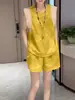 [En Stock] Traje Casual de Moda 2026 Verano Nuevo Estilo Holgado Adelgazante Encaje Patchwork Top y Pantalones Cortos Conjunto de Dos Piezas