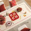 Mantel Rojo de Año Nuevo, Impermeable, Resistente al Aceite, No Lavable, Mantel Antiescaldado, Mantel Protector de Mesa de Centro Roja