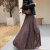 Falda Midi Plisada Retro para Mujer Otoño Invierno Cintura Alta Adelgazante con Caída Falda Larga Línea A con Dobladillo Ancho A14727