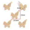 Nuevo Colgante de Mariposa con Incrustaciones de Diamantes Dorados Aleación KC para Pulsera, Llavero, Collar, Pendiente Decoración Colgante W686