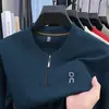 Camiseta de Manga Larga de Moda para Hombre para Primavera y Otoño, Nueva Media Cremallera con Cuello Alto, Camisa Básica Casual de Negocios para Hombre de Mediana Edad