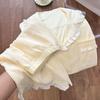 Pijama Estilo Primavera e Outono para Mulheres, Conjunto de Duas Peças com Shorts de Manga Curta em Algodão Nuvem de Verão, Roupa de Casa Simples Estilo Princesa Fina de Verão