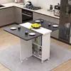 Mesa de comedor plegable para uso doméstico, adecuada para apartamentos pequeños, simple, multifuncional, móvil, con ruedas, rectangular, ideal para propiedades de alquiler