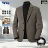 Traje de lana de doble cara para hombre de otoño e invierno, estilo casual de negocios, adecuado para hombres de mediana edad y mayores, con forro de plumón desmontable