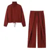 Ropa europea y americana para mujer transfronteriza, moda casual de venta caliente en AliExpress, chaqueta cruzada + pantalones con cinturón de hebilla