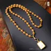 Cadena de Amuleto Budista Tailandés Auténtico Taijia Cadena para Colgar Thangka de Pan de Oro Colgante de Cera de Abeja de Cristal con Cadena Hebilla Tipo Pico de Águila de Acero de Titanio