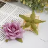 En stock adorno de tocado de rosa recta rizada artificial decoración retro europea rosa recta rizada cabeza de rosa flor falsa flor de seda