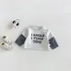 Conjunto Duas Peças Top Xadrez Estilo Coreano Dianxi Baby Calça Jeans com Barra Dobrada e Letra Meninos Outono Nova Chegada