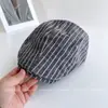 Sombrero de Pescador Lavado de Lino Mezclado Estilo Japonés para Mujer, Sombrero de Tela para Primavera y Otoño, Sombrero de Pescador Artístico con Pliegues y Borde Enrollado, Sombrero Cloche Rayado