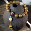 Pulsera DIY de Círculo Único de Sándalo Verde, Cuentas de Oración Budistas, Pulsera de Hilo de Madera, Accesorios de Cuentas de Oración, Hilo de Cuentas de Cáscara de Semilla de Loto, Estilo Unisex