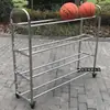 Cesta de almacenamiento de baloncesto de acero inoxidable voleibol acero inoxidable baloncesto almacenamiento práctica móvil plegable carro colocación combinación