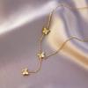Popular Dulce Pequeño Fresco Pequeño Corazón Rojo Acero Titanio Collar para Mujer Estilo Ins Lujo Ligero Nicho Chapado en Oro de 18K Cadena Clavícula Combinable