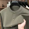Cardigan de Tricô Masculino com Mistura de Lã Estilo Old Money, Novo Casaco Suéter Quente Espesso Cor Sólida Casual de Negócios Outono/Inverno