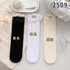 Calcetines Shang de Algodón para Niños Primavera y Verano Delgados Huecos con Flores Lolita Blancos para Niñas Calcetines de Princesa con Borde de Hongo
