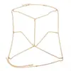 Cadena de pecho sexy de moda transfronteriza cadena de diamantes destellantes cadena corporal de aleación de nicho accesorios de bikini súper picantes estilo europeo y americano para mujeres