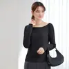 Nova camiseta com proteção solar feminina, cor sólida, casual, modeladora, ombro a ombro, adequada para primavera, verão e outono, pode ser usada em camadas como um top