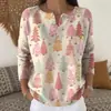 Sudadera de Punto con Cuello en V, Botones y Mangas Largas, Estilo Nuevo Transfronterizo, Otoño e Invierno, Suéter con Estampado de Moda Personalizado para Mujer