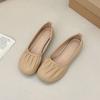 Zapatos casuales cómodos planos que combinan con todo, Zapatos de leche de frijol 2024 Nuevo Primavera y Otoño Franceses de punta redonda, zapatos plisados de suela blanda para mujer