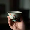 Caneta Ji Vermelho Flint Gato Pintado à Mão Antigo Cerâmica Flor de Boca Alta Xícara de Chá Conjunto de Chá Kung Fu Xícara de Anfitrião Xícara de Degustação de Chá
