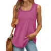 2026 Amazon Wish Verão Europeu e Americano Costurado Sem Mangas Gola Redonda Cor Sólida Regata Camiseta Estilo Doce Transfronteiriço para Mulheres