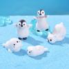Nuevo Lindo Pingüino Oso Polar Musgo Micro Paisaje Escena de Nieve Adorno Foca Cubito de Hielo Paisajismo Navideño Accesorios