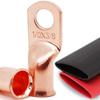 Conector de terminal de anillo tubular para cable de batería de alta resistencia de cobre de 1/0 AWG y 3/8 pulgadas con tubo termorretráctil