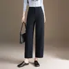 Calça feminina cropped versátil de cintura alta, novo modelo outono 2026, emagrecedora, que aumenta a altura, valoriza a silhueta, calça reta estilosa de perna estreita e larga