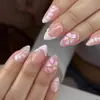 Le Fan Uñas Postizas Francesas Wearable Flores Lunares Forma Almendra Corta Otoño Invierno Arte de Uñas Falsas Comercio Transfronterizo
