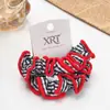 Scrunchie Listrado Color-Blocked com Bordas Franzidas, Alta Elasticidade, Não Apertam o Cabelo, Estilo Acadêmico Retrô, Prendedor de Cabelo Versátil para Uso Diário