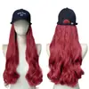 Amazon Sombrero Peluca Gorra de Béisbol Peluca Mujeres Africanas Naranja Estilo de Cabello Largo Rizado Cabello Sintético Cubrecabezas Stock de Fábrica