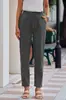 Transfronterizo 2025 Amazon Ebay Otoño Nuevo para Mujer Color Sólido Algodón y Lino Cordón Holgado Casual Pantalones de Pierna Ancha