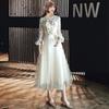Vestido Largo de Noche Estilo Chino para Mujer, Nuevo Modelo 2026, Elegante Color Champaña, Adecuado para Ser Anfitriona o como Vestido de Dama de Honor