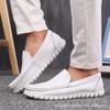 Nuevos Zapatos de Enfermero para Hombre de Cuero Blancos Suaves a Cuadros Versátiles Transpirables Antideslizantes Zapatos de Trabajo Talla Grande Casuales para Hombre