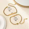 Pulseras de Acero de Titanio para Pareja Ins Se Pueden Grabar con Láser con Logos, Joyería de Acero Inoxidable Chapada en Oro de 18 Quilates, Regalos de San Valentín para Hombres y Mujeres