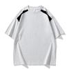 Camiseta Masculina de Manga Curta Estilo Americano, Marca Tendência de Verão, Modelagem Solta para Adolescentes, Design Color-Blocking, Top Esportivo Estilo Ins, Elegante de Meia Manga