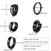 Pendientes redondos populares transfronterizos, ear cuffs de barra, tachuelas cuadradas, ear cuffs de acero inoxidable para hombre, pendientes de piercing negros
