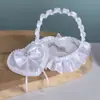Caixa de Aliança de Casamento Ocidental Almofada de Anel em Forma de Coração Europeu Criativa Laço Branco Almofada de Aliança para Noiva Casamento Suprimentos de Casamento