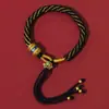 Pulsera de Cuerda Colorida Tejida a Mano con Hilo Rojo con el Buda del Año y las Doce Deidades Guardianas del Zodíaco