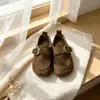 Zapatos planos sencillos retro para niños, edición limitada de otoño, mocasines slip-on con correa de hebilla y punta redonda estilo Birkenstock, modernos y versátiles