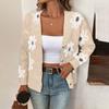 2025 Nuevo Otoño e Invierno Europeo y Americano Transfronterizo Amazon Patrón Jacquard de Flores Cardigan con Botones de Manga Larga Ropa para Mujer