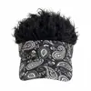Gorra de peluca impresa de moda transfronteriza para hombre, gorra de béisbol de una sola pieza divertida de hip-hop europeo y americano para exteriores con peluca simulada y visera solar