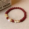 Pulsera de Ágata Roja y Cristal Amarillo Torre con Cuentas para Mujer, Pulsera de Cristal de Lujo Ligero de Nicho, Elegante Accesorio de Mano de Moda para Celebridades de Internet