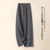 Pantalones de Moda de Pierna Ancha de Cintura Alta para Mujer de Lana Franela Sueltos Caídos de Pierna Recta Pantalones Casuales de Franela Estilo Nuevo Invierno 2026