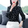 Camisa de Seda de Moda con Lunares de Temperamento para Mujer 2024 Nueva Primavera y Otoño Cubre Vientre Aspecto Adelgazante Estilo Seda de Morera Camisa de Manga Larga