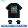 Camiseta de algodón puro estilo callejero americano personalizada, camiseta para hombre blanca con estampado directo desgastado, marca de moda, holgada, manga corta americana, lavada