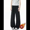 Calça Moletom Azul Marinho Margiela com Barra Curva Masculina de Inverno Espessada Cleanfit Calça Pesada Americana Calça Esportiva Casual
