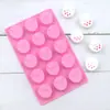 Ferramenta de toque de chocolate de silicone de morango de 15 peças Molde de grade de gelo de silicone Molde de gelatina DIY Decoração de epóxi