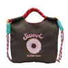Mini Bolso de Cadena de Bolas Estilo Japonés Bordado de Rosquilla Bolso para Teléfono Bolso Cuadrado Pequeño Bolso de Almacenamiento Hombro Único Cruzado